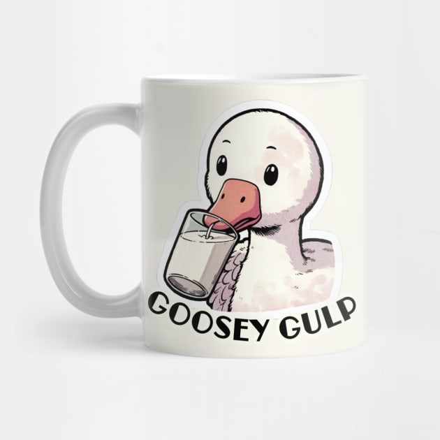 Goosey Gulp - The Quirky Milk-Drinking Goose by Conversion Threads